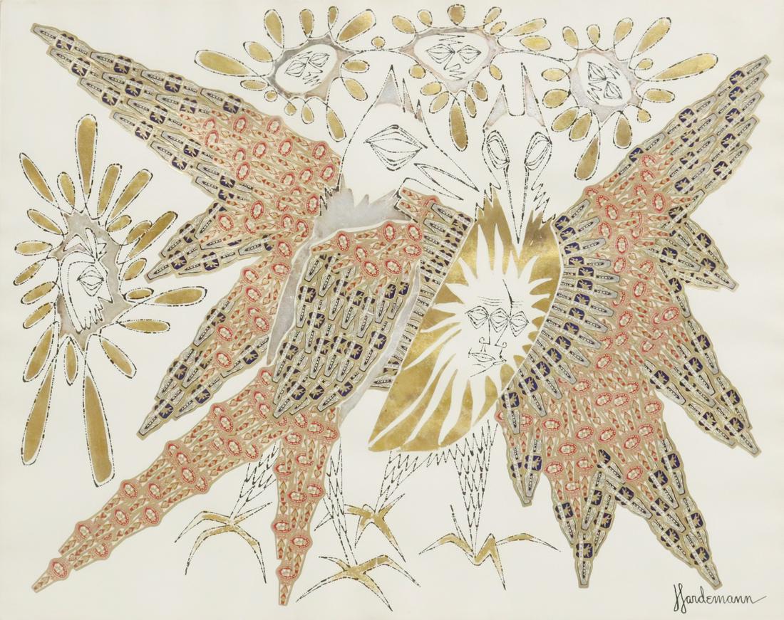 SIGNED INK & CIGAR BAND COLLAGE ON PAPER (1 of 4)