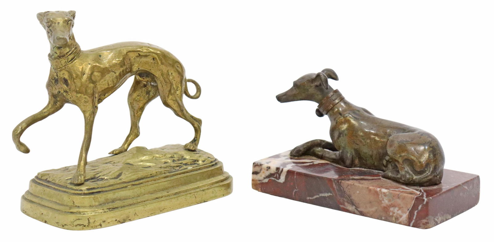 (2) BRONZE SCULPTURES GREYHOUNDS/ WHIPPETS (1 of 5)