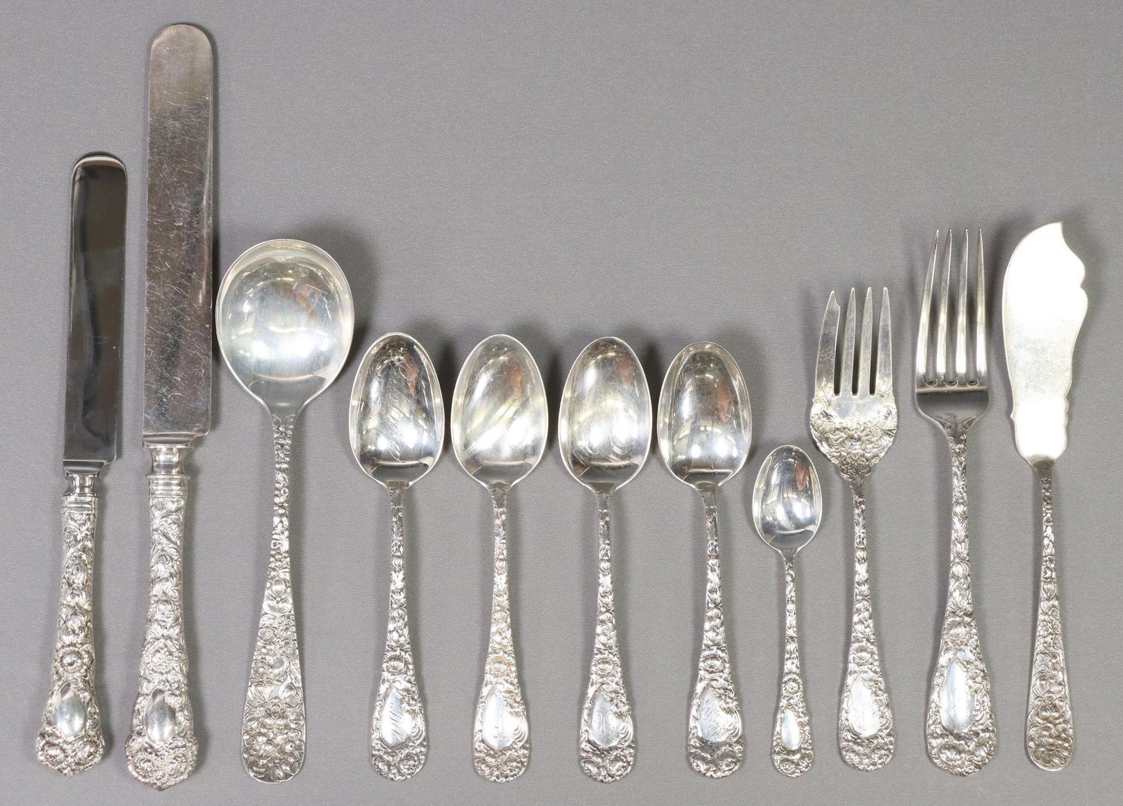 (11) DURGIN CHRYSANTHEMUM & STIEFF ROSE FLATWARE (1 of 7)
