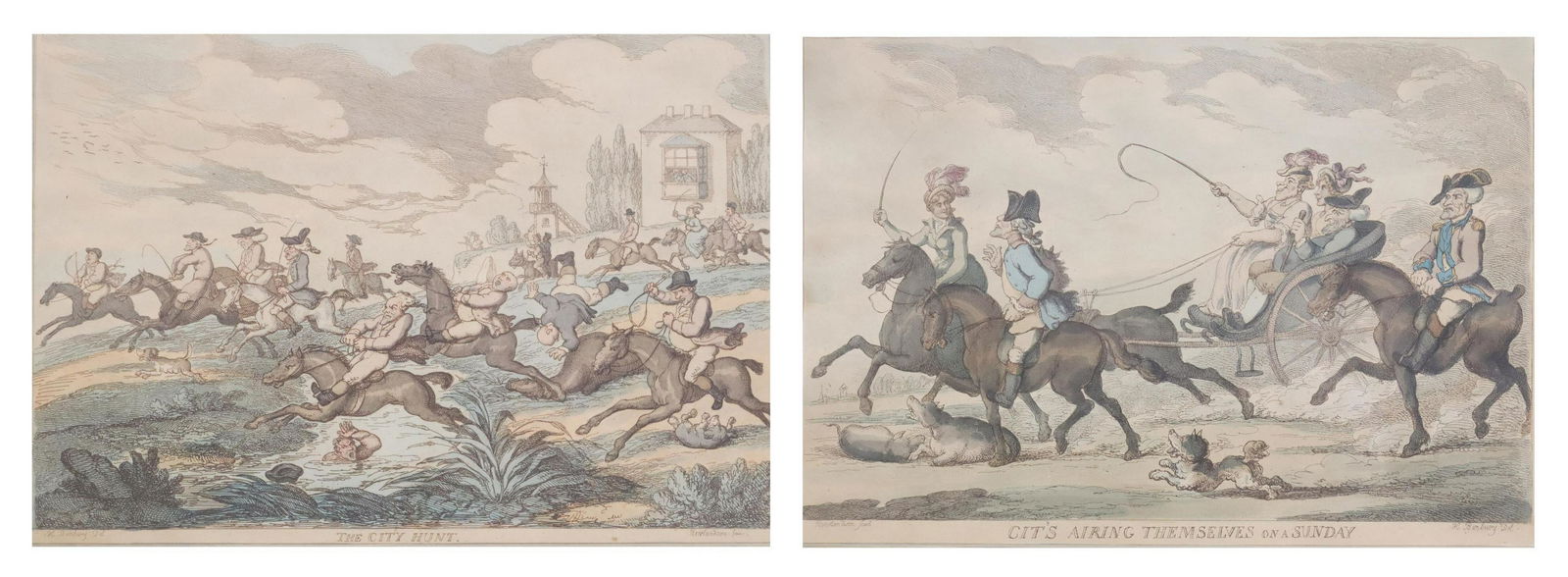 (2) H. BUNBURY & T. ROWLANDSON FRAMED ETCHINGS (1 of 7)