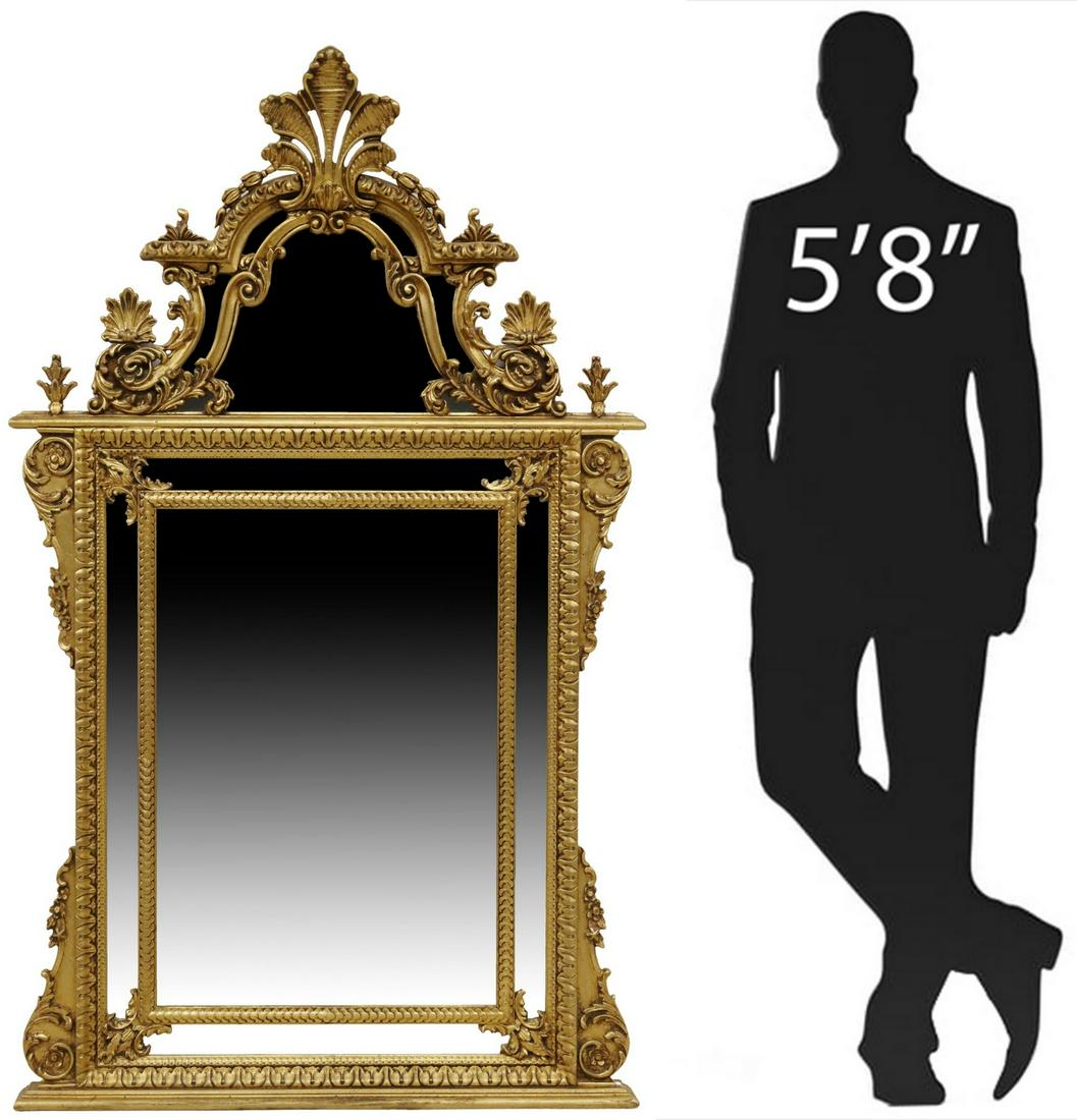 ITALIAN LOUIS XV STYLE GILTWOOD WALL MIRROR, 62"H (1 of 4)