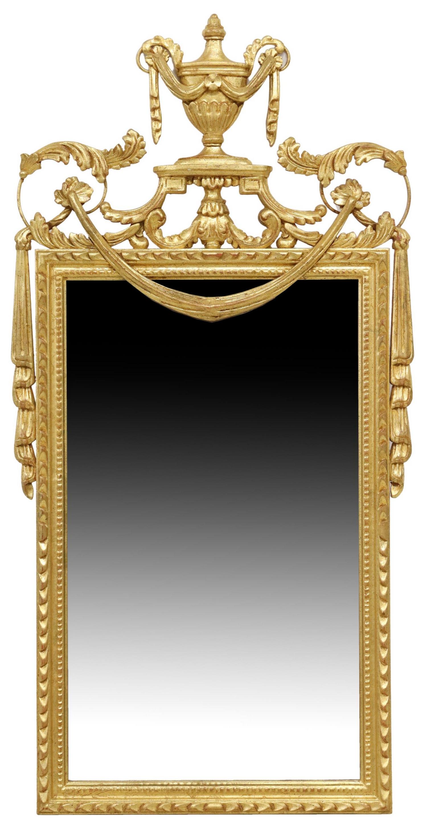 LOUIS XVI STYLE GILT & BEVELED MIRROR, 47.25"H (1 of 3)