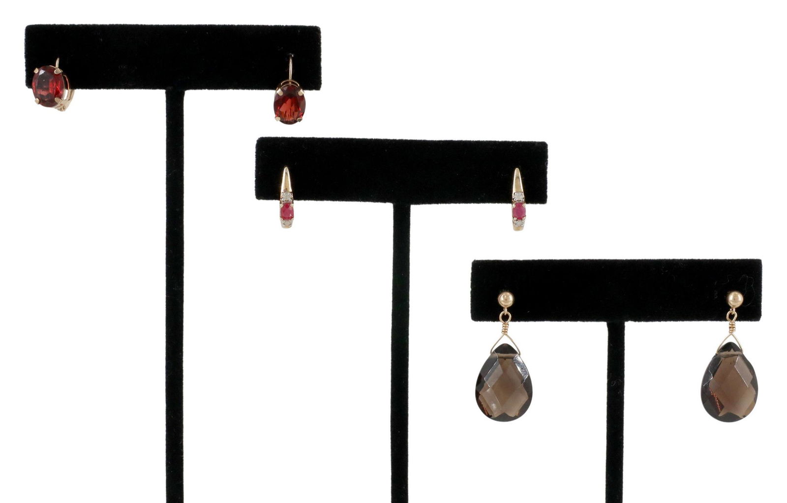 (3) ESTATE 14KT & 10KT GOLD GEMSTONE EARRINGS (1 of 6)