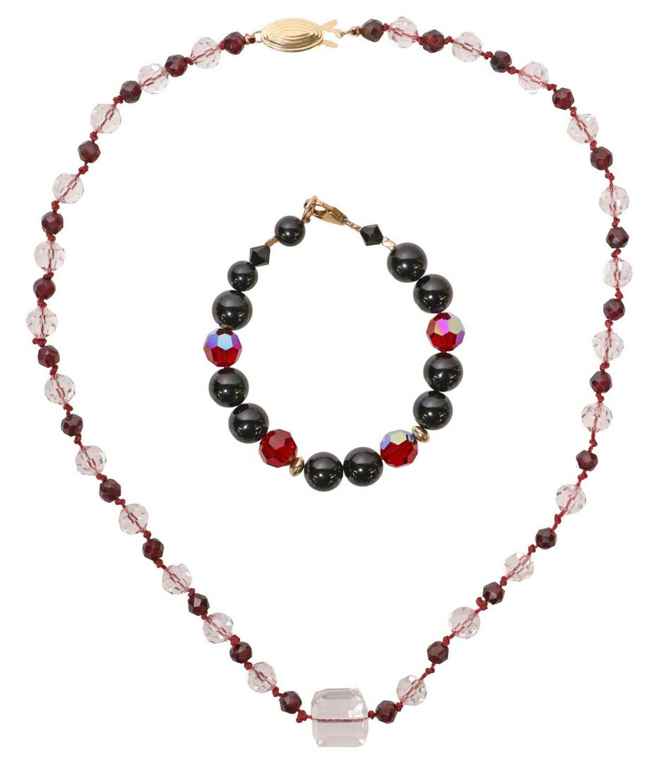 (2) ESTATE CRYSTAL BEADED NECKLACE & BRACELET (1 of 7)