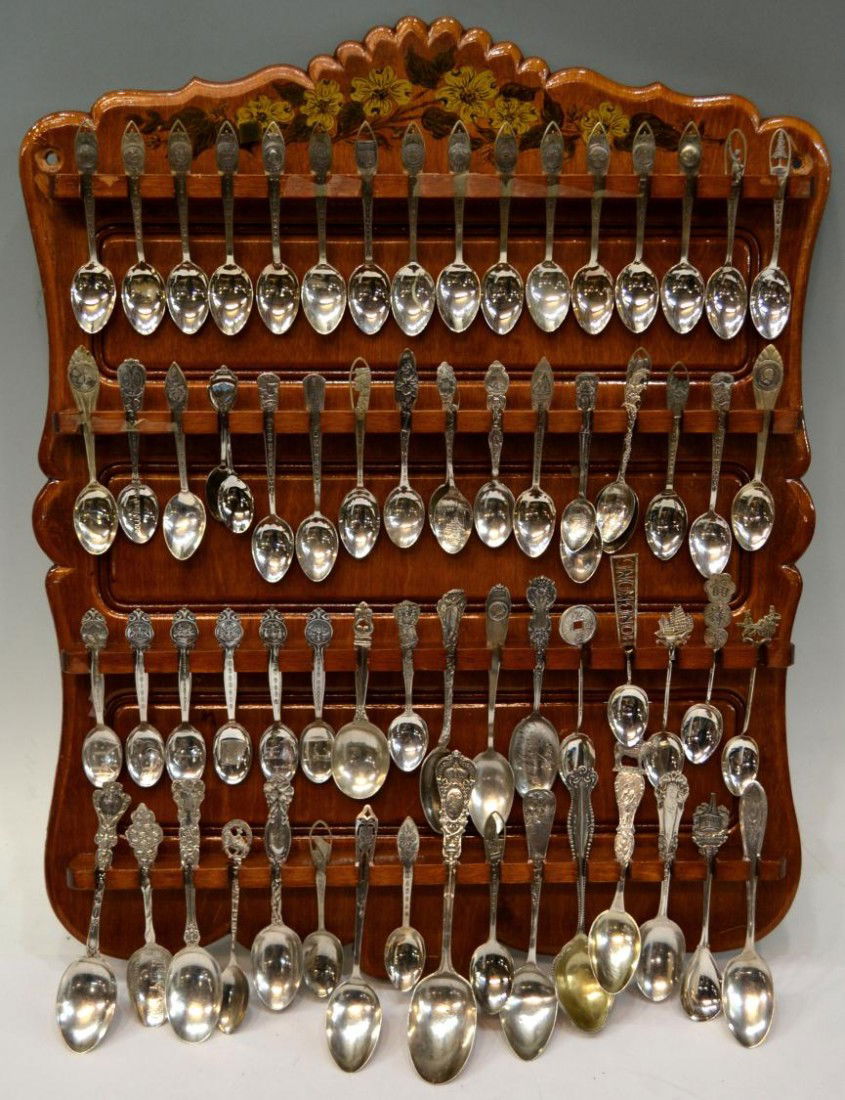 128 HUGE COLLECTION STERLING SILVER COLLECTORS SPOONS