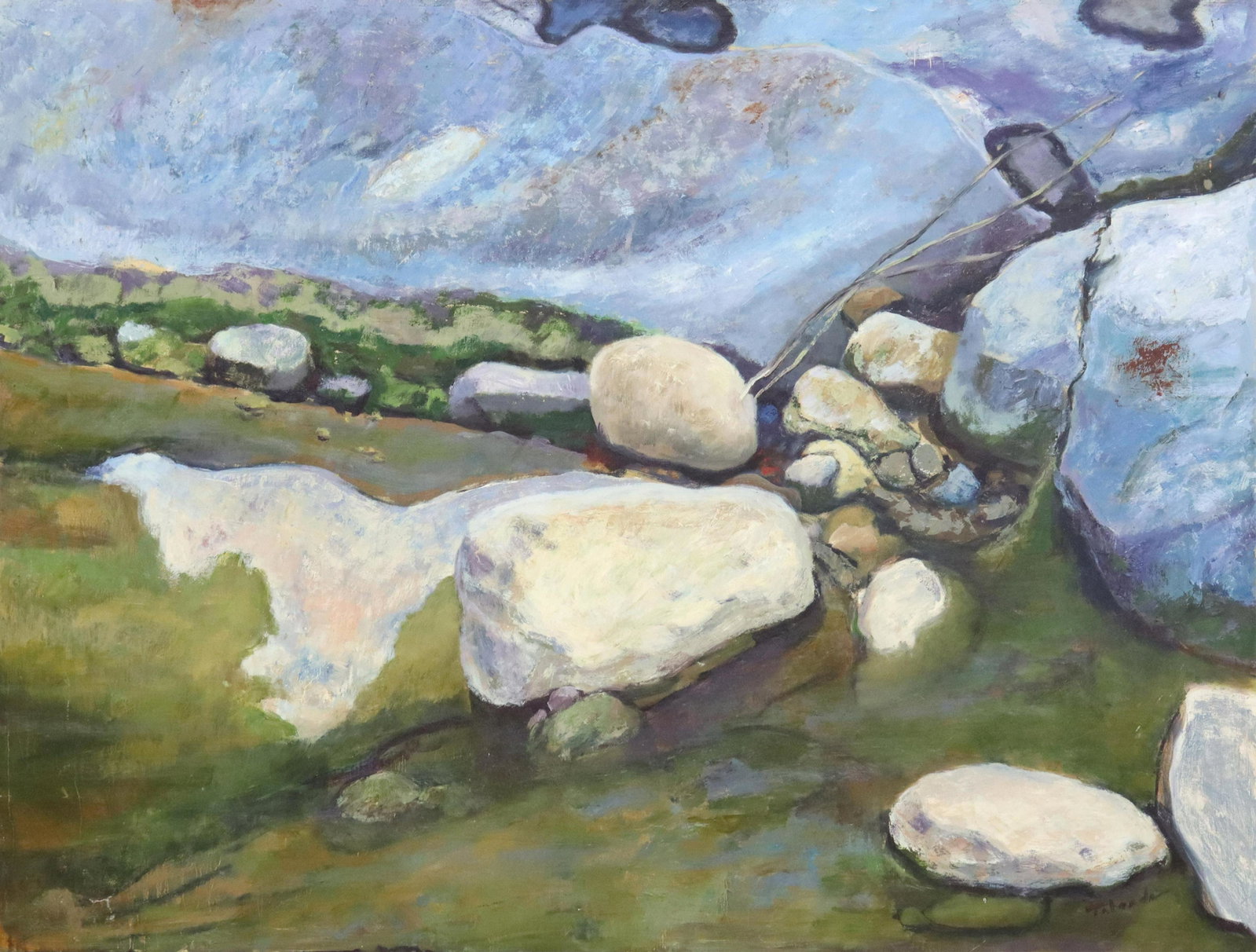 PABLO TABOADA (1955-2015) LANDSCAPE, 32" X 42": Framed oil on wood panel painting, Landscape, signed lower right Taboada (Pablo Cristian Taboada, Chile/ Texas, 1955-2015), sight: approx 32"h, 42"w, overall: 35"h, 45"w, 18.75lbs Start Price: $300.00