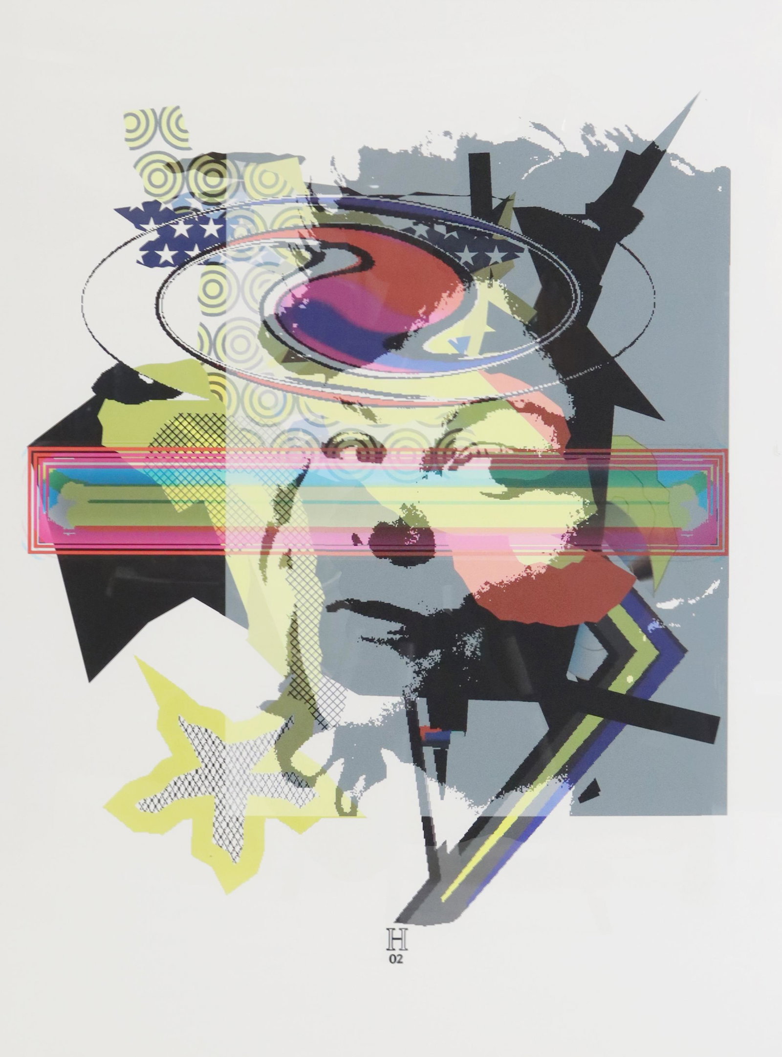 EARL HUBBARD (1924-2003) CONTEMPORARY PRINT: Framed print on paper, signed in the print lower center H (Earl Hubbard, American, 1924-2003), dated [20]02, sight: approx 37.5"h, 29.5"w, overall: 45.75"h, 37.75"w, 14lbs **Provenance: Designer Court