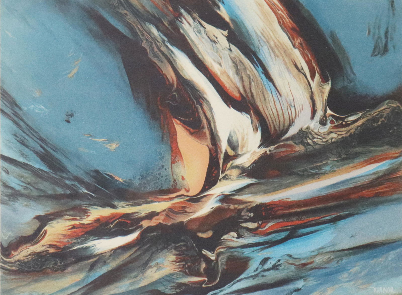 LEONARDO NIERMAN (B.1932) LITHOGRAPH COSMIC FORCES: Framed color lithograph on paper, "Cosmic Forces," signed in the print lower right Nierman (Leonardo Nierman, Mexican, b.1932), printed by Arts Litho, accompanied by certificate of authenticity issued