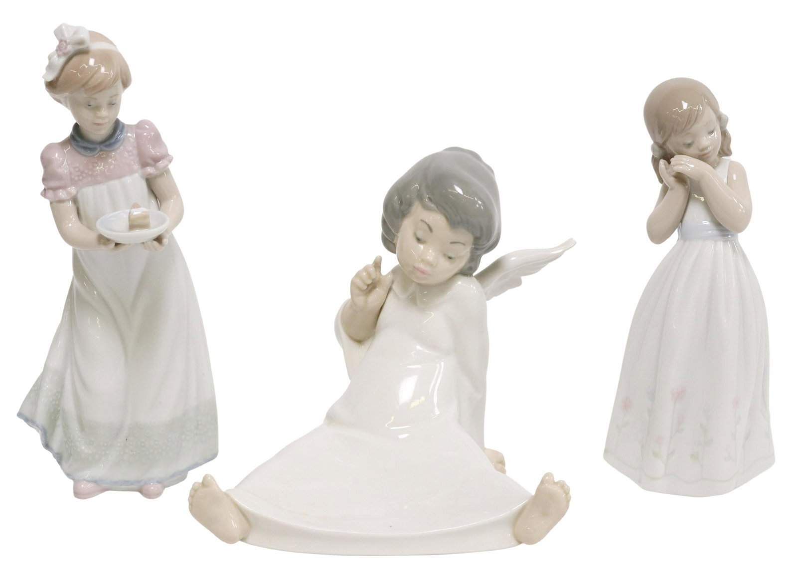 (3) LLADRO PORCELAIN FIGURES, ANGEL, BIRTHDAY: (lot of 3) Lladro porcelain figures, including: (1) "Happy Birthday Girl," model number 5429, designed by Jose Roig, (1) "My Sweet Princess," model number 6973, designed by Jose Javier Malavia, (1) "A