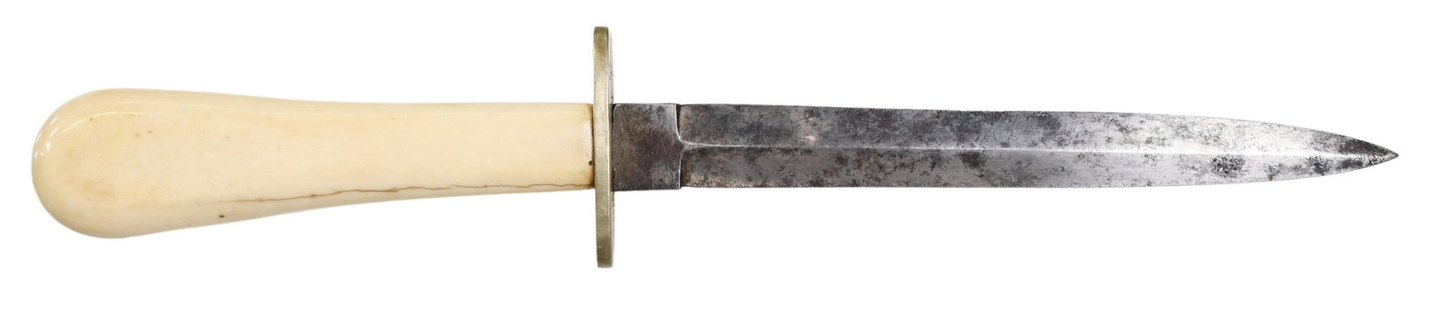 EDWARD BARNES & SONS U*S SHEFFIELD: Fixed blade knife, 19th c., the 4.7/8"l dagger form blade marked at the ricasso with U*S (five point star) by Edward Barnes & Sons, Sheffield, England, a supplier of knives to the U.S. before and afte
