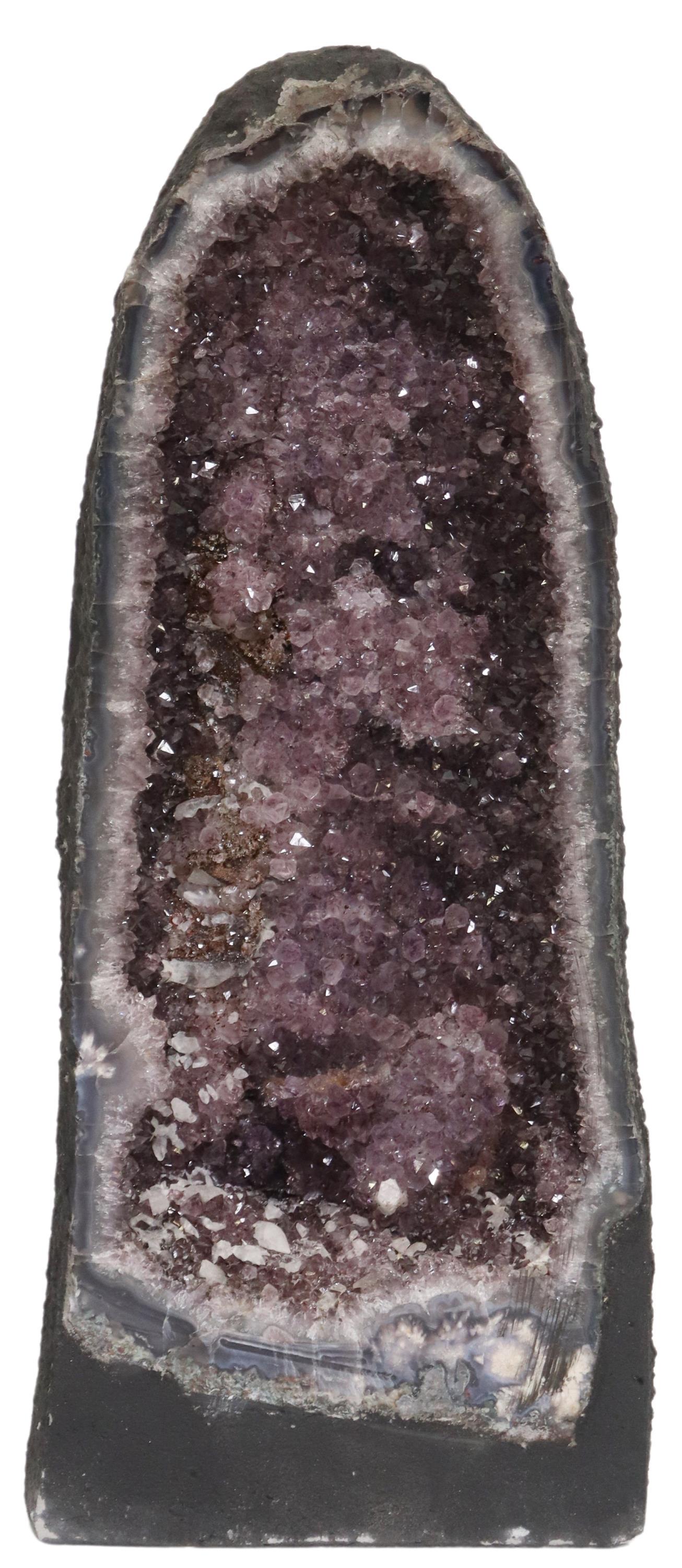 LARGE CATHEDRAL GEODE SPECIMEN, AMETHYST: Large cathedral geode specimen, amethyst with quartz and other mineral clusters, approx 18.75"h, 7.75"w, 6.25"d Start Price: $100.00