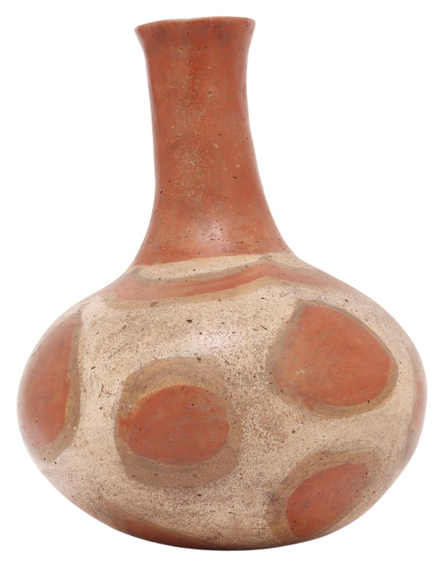 MODERN QUAPAW STYLE POTTERY VESSEL: Quapaw style vessel, polychrome, a modern reproduction, approx. 9.1/8"h, 7.5"diam, 1.85lbs