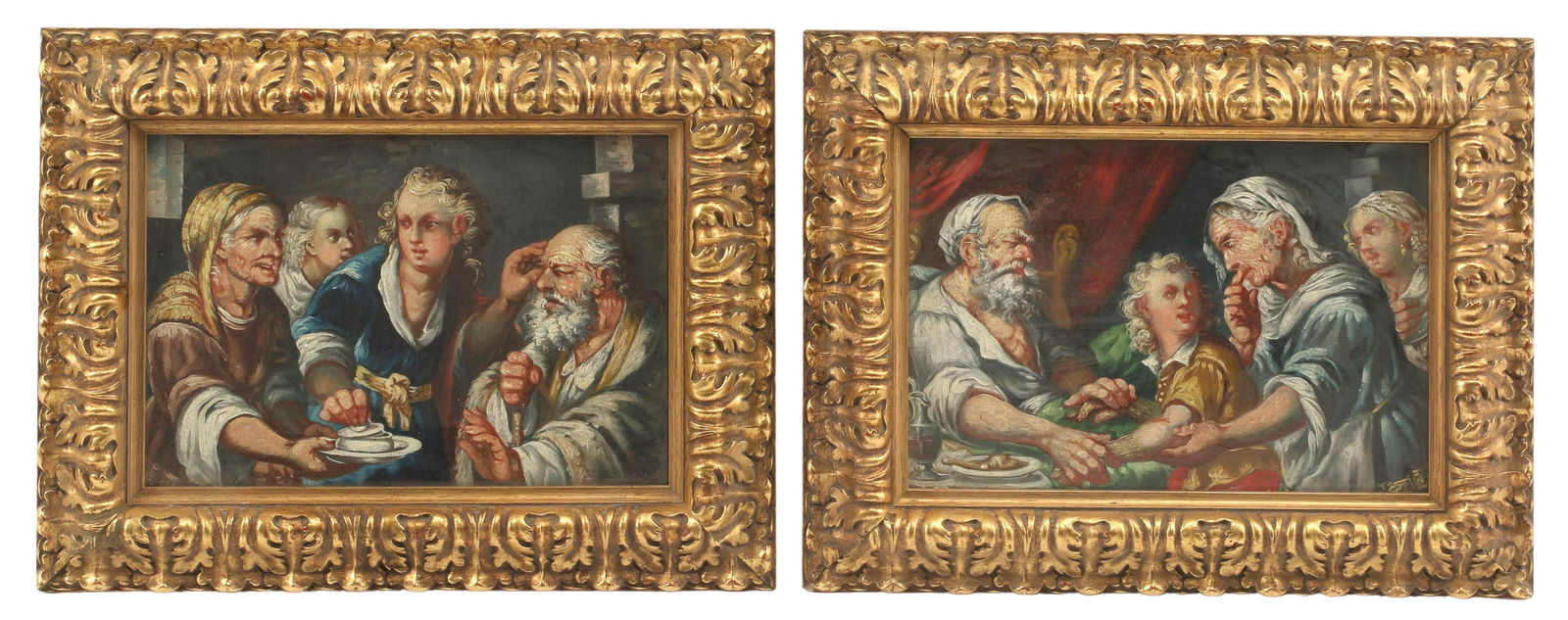 (2) CONTINENTAL SCHOOL OIL ON CANVAS PAINTINGS: (lot of 2) Framed Continental School oil on canvas paintings, sight: approx 9.75"h, 14"w, overall: approx 15.25"h, 19.75"w Start Price: $300.00