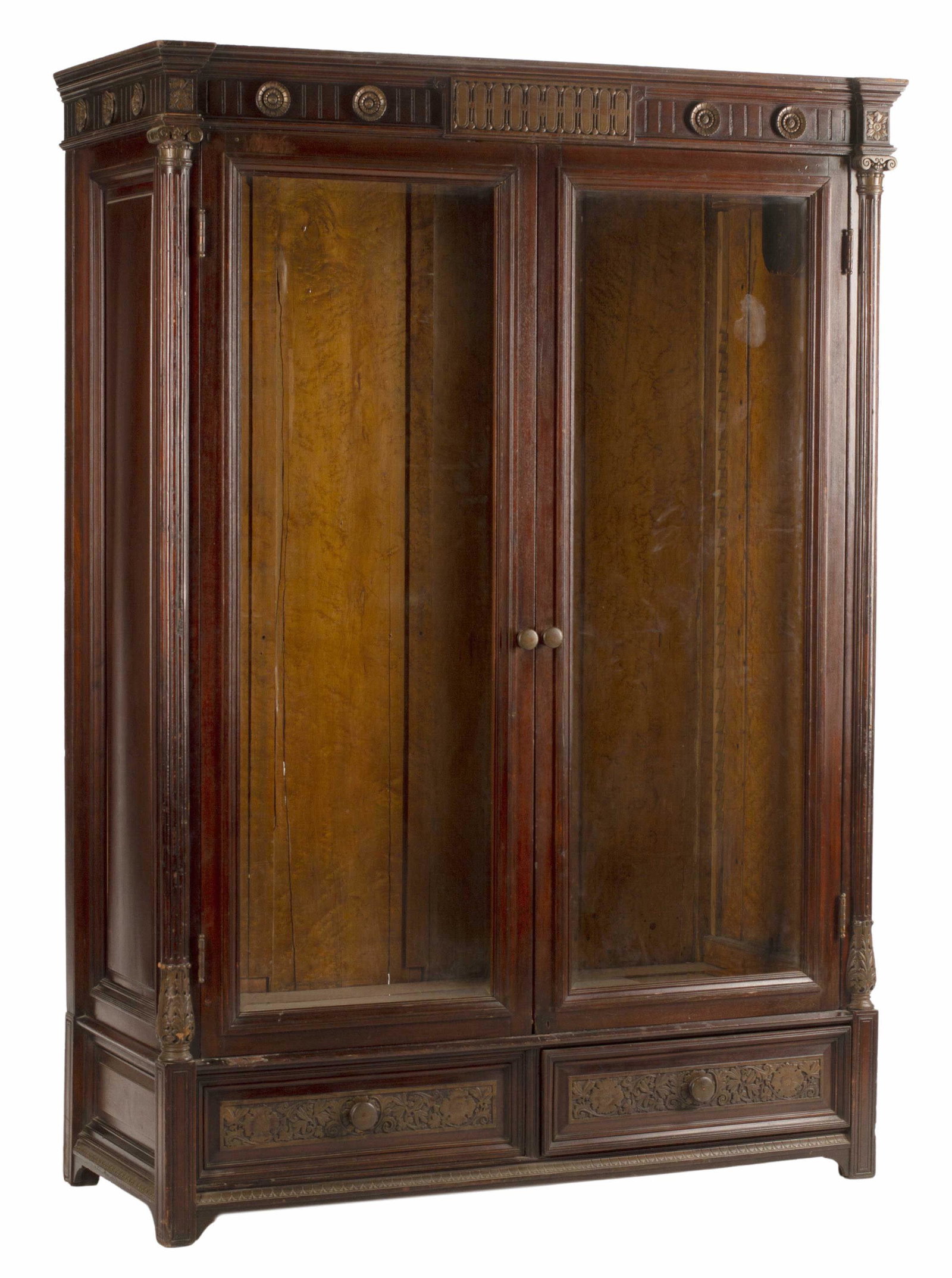 NEOCLASSICAL STYLE BOOKCASE/ VITRINE CABINET: Neoclassical style bookcase/ display cabinet, approx 85"h, 58.5"w, 24"d Start Price: $300.00