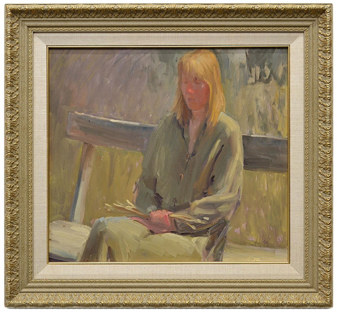 FRAMED OIL PAINTING, DON WARD, NEW MEXICO, B. 1947: Framed oil painting on board, Lazy Day, signed lower right D. Ward, (Don Ward, New Mexico, b.1947), sight: 17.5"h, 19"w, overall: 24.25"h, 26"w, 5.75lbs Start Price: $150.00