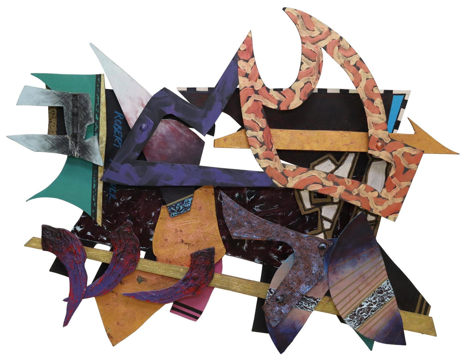 ROBERT KOSTUCK (20TH C.) SCULPTURE MIDWINTER DREAM: Painted wood wall sculpture, "Midwinter Dream #2," signed Robert Kostuck (British, 20th c.), titled verso, approx 28.5"h, 35"w Start Price: $80.00
