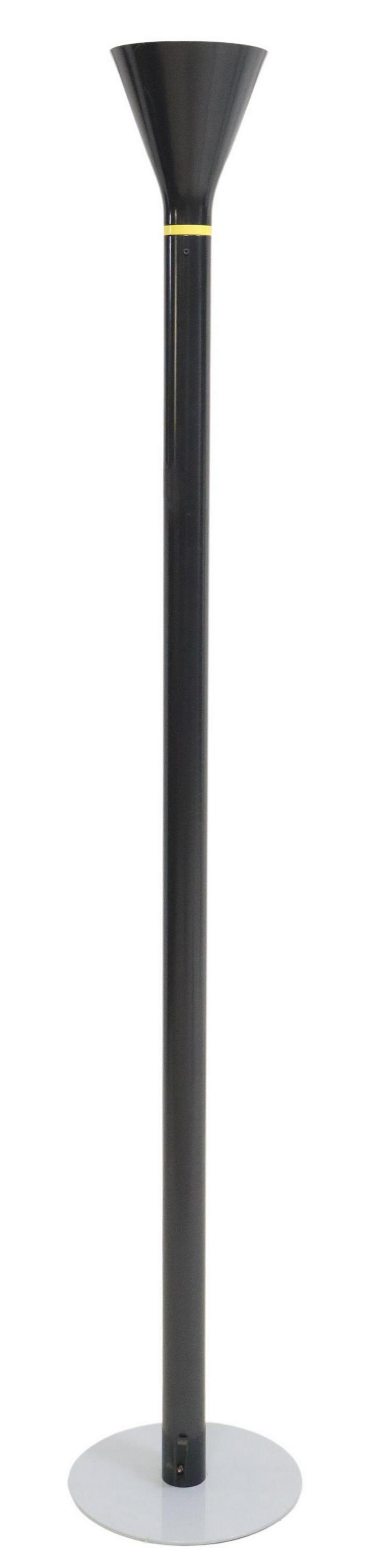MARTINELLI LUCE MODERN TORCHIERE FLOOR LAMP: Italian modern enameled metal torchiere floor lamp, Martinelli Luce, c.1970s, model 2210, in need of wiring, approx 73.5"h, 12.5"d Start Price: $150.00