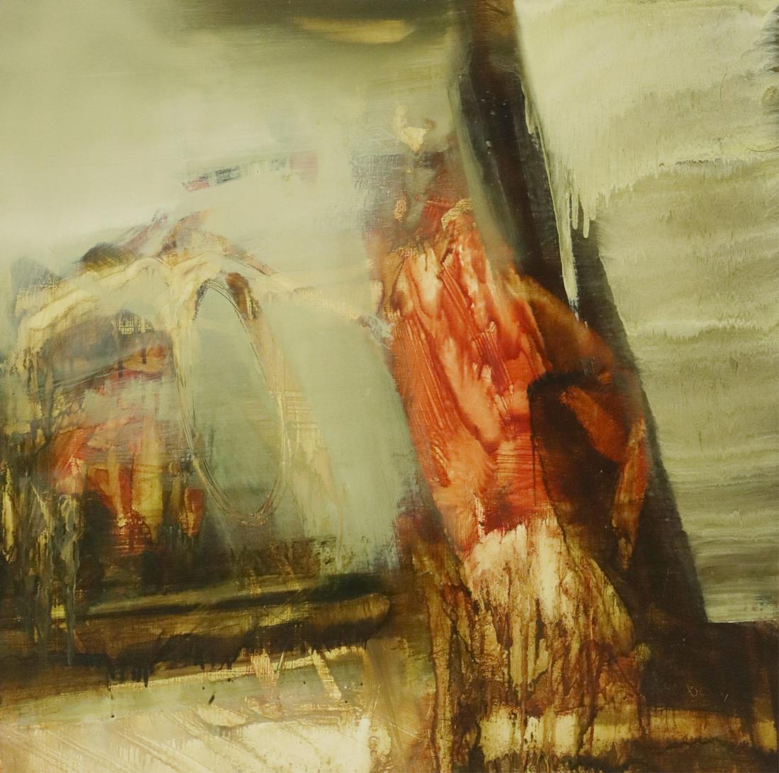 JAMES LAVADOUR (B.1951) INTERIOR #7, 31" X 31": Framed oil on linen painting, "Interior #7," signed lower right Lavadour (James Lavadour, American, b.1951), titled and dated 1991 on label verso from the Elizabeth Leach Gallery, Portland, Oregon, si