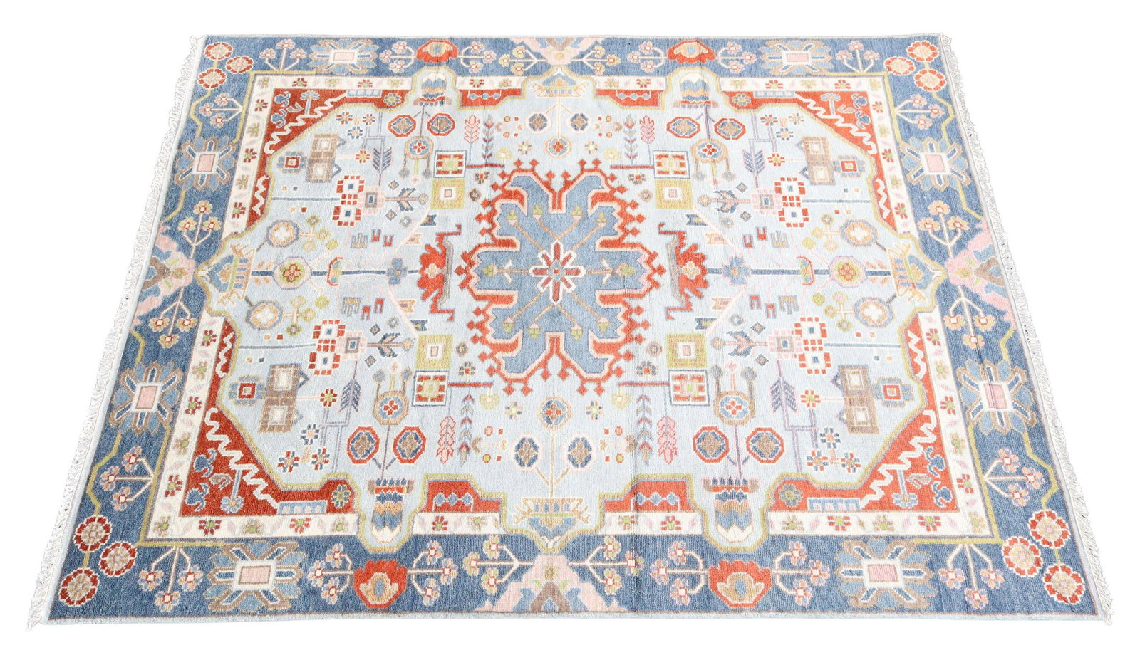 HAND-TIED INDO OUSHAK RUG, 10'3" X 8'2": Hand-tied Indo Oushak rug, 10'3"l, 8'2"w, approx **Please Note: All of the rugs offered in this auction would likely benefit from a professional cleaning. Estate rugs may show some wear and imperfecti