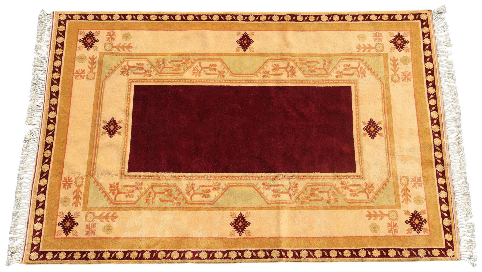 HAND-TIED TURKISH WOOL RUG, 8'4" X 5'5.5": Hand-tied Turkish wool rug, approx 8'4"l, 5'5.5"**Please Note: All of the rugs offered in this auction would likely benefit from a professional cleaning. Estate rugs may show some wear and imperfectio