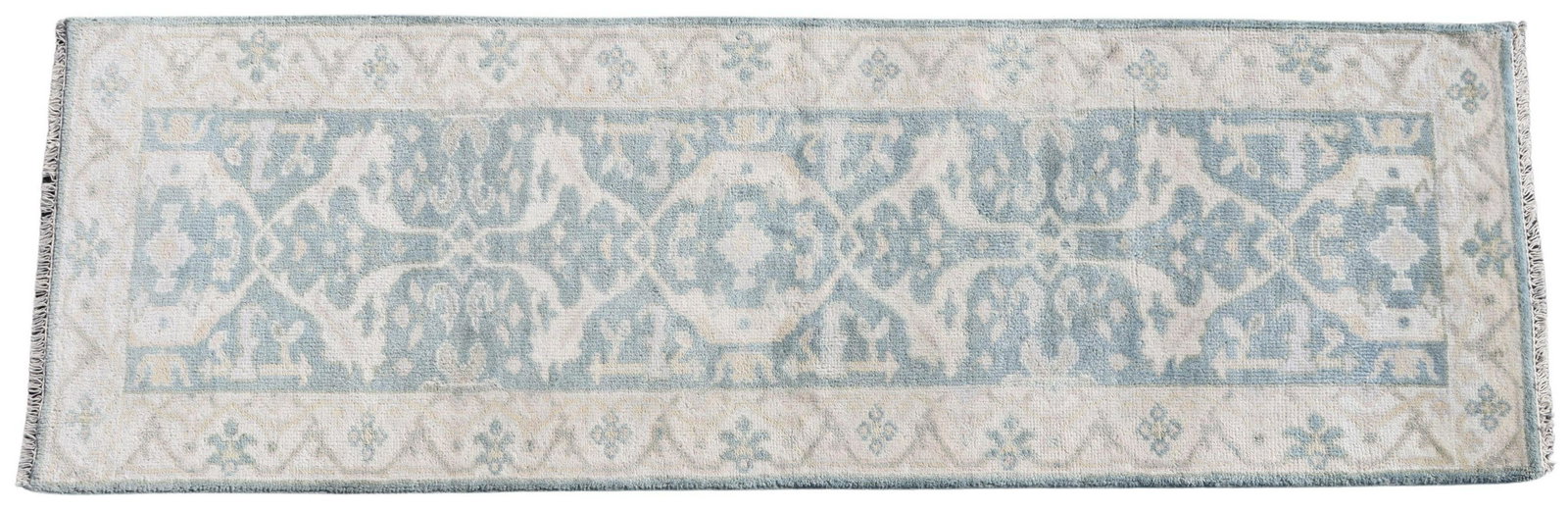 HAND-TIED INDO OUSHAK RUNNER, 7'10" X 2'7": Hand-tied Indo Oushak runner, approx 7'10"l, 2'7"w **Please Note: All of the rugs offered in this auction would likely benefit from a professional cleaning. Estate rugs may show some wear and imperfec