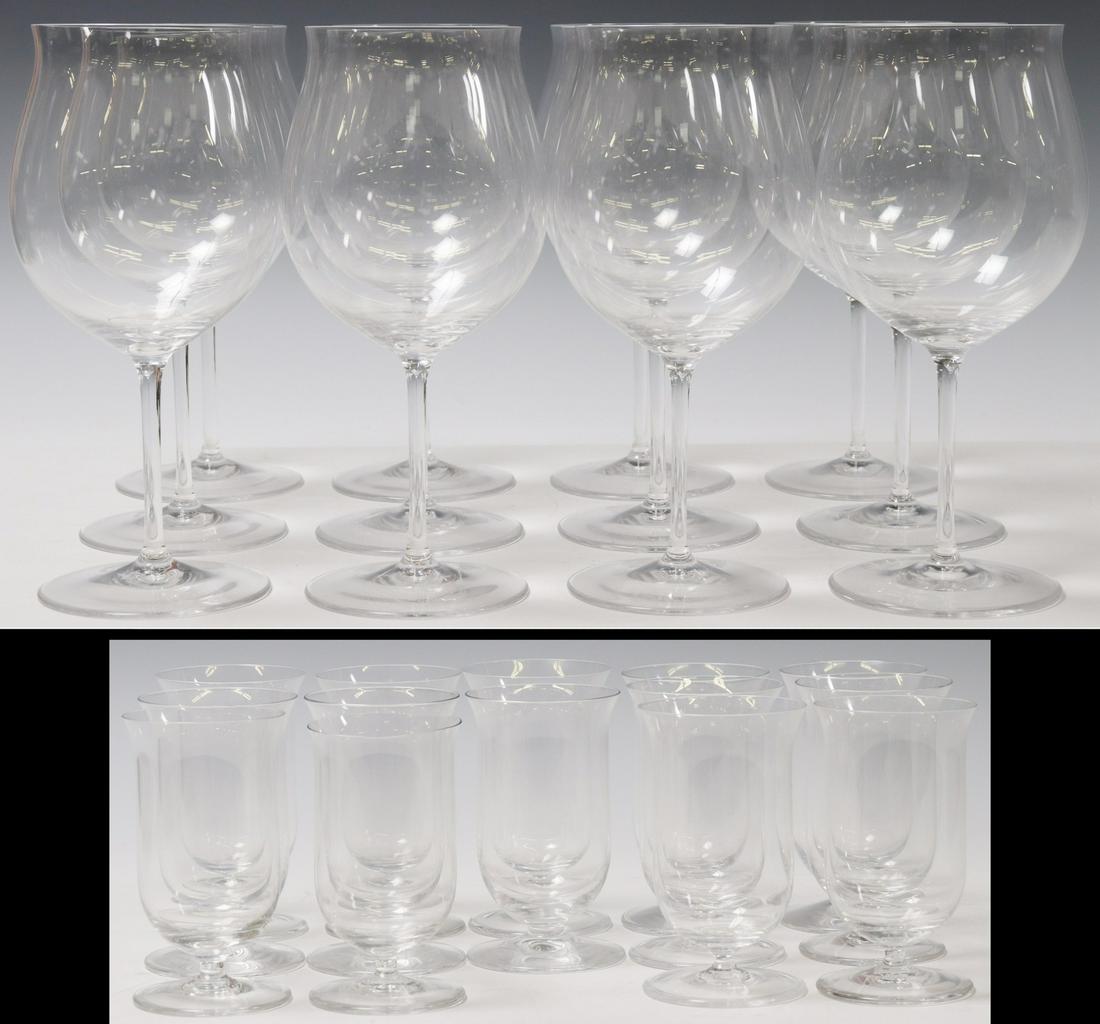 (26) RIEDEL STEMWARE, BURGUNDY & WHISKEY GLASSES: (lot of 26) Assorted Riedel glassware, in varying sizes, including: (12) Burgundy wine glasses, approx 10"h, 3.5"diam; (14) whiskey glasses, one with minute chip/ possibly ground rim, approx 4.5"h, 2.