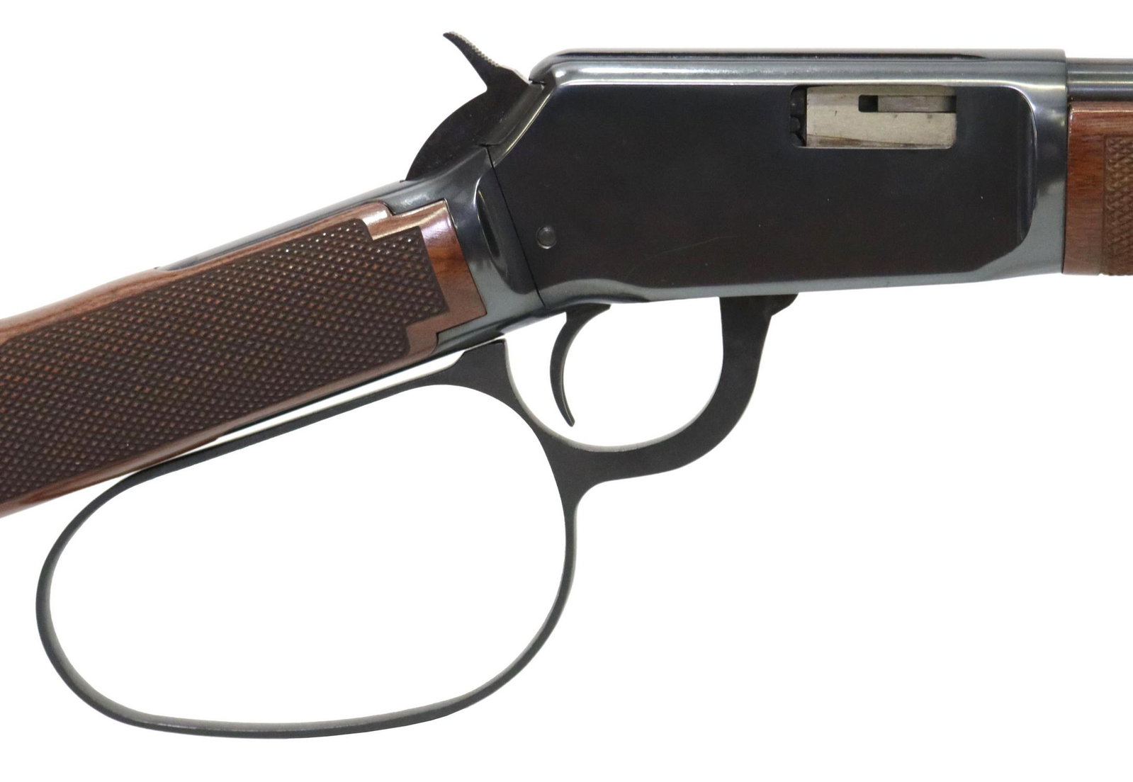 WINCHESTER 9422 RIFLE, LARGE LOOP LEVER, .22 CAL: Winchester Model 9422 Rifle, Large Loop lever action, .22L-LR caliber, 20" barrel with hooded front sight, adjustable rear sight, tubular magazine, checkered hardwood stock, metal in 98%+ condition, w