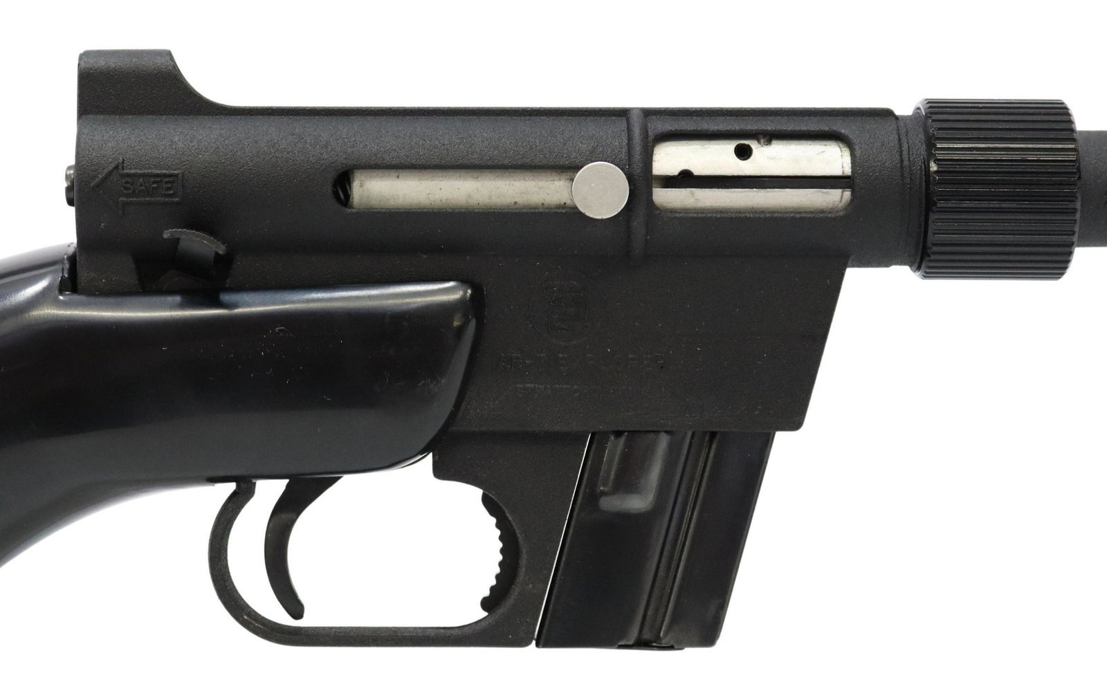 CHARTER ARMS A4-7 BREAKDOWN .22 EXPLORER RIFLE: Charter Arms Model AR-7 Explorer rifle, auto load, .22 caliber, 16" screw on barrel, ramp front sight, peep rear sight, the action with 8 round detachable magazine, black ABS resin pistol grip stock w