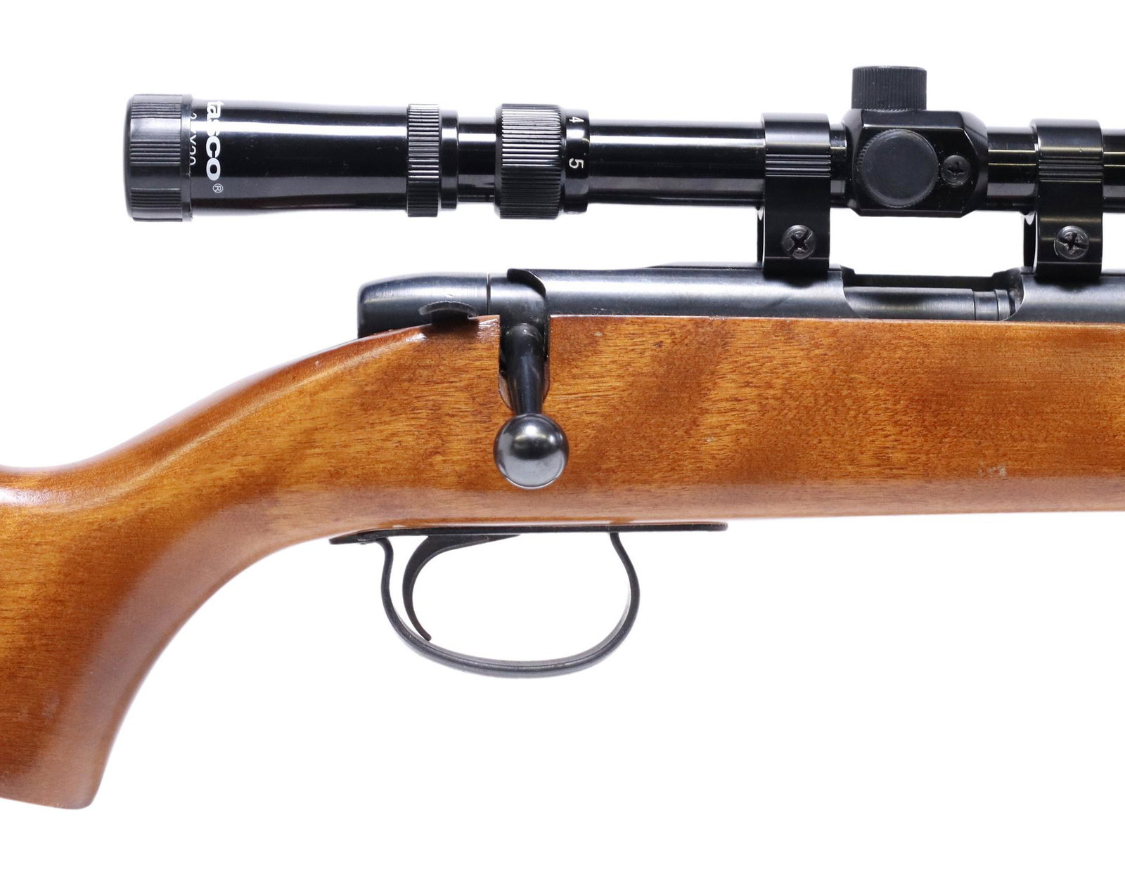 REMINGTON M580 BOLT RIFLE, .22 CALIBER: Remington Model 580, bolt action, .22S,L,LR caliber, 24" barrel, fixed front sight, mounted Tasco 3 x 7 power scope, hardwood stock with light dents, scratches, metal good, bore bright with good rifli