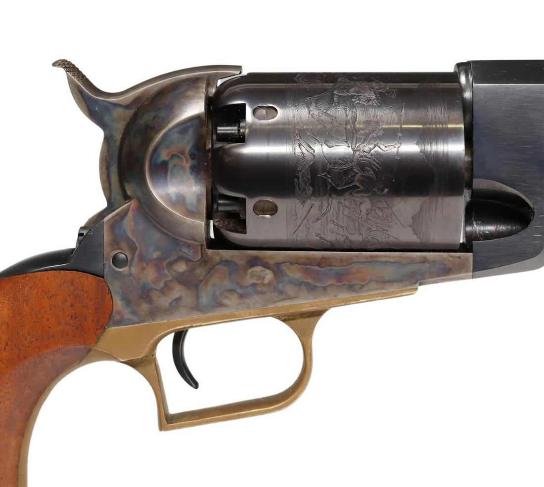 ITALY COLT WALKER REVOLVER APPEARS UNFIRED BLK PWD: Italian Reproduction Colt Walker Revolver, likely by Armi San Marcos, single action, .44 caliber, 9" part round, part octagonal barrel, the Colt the top marked "Address Saml Colt New-York City", marke