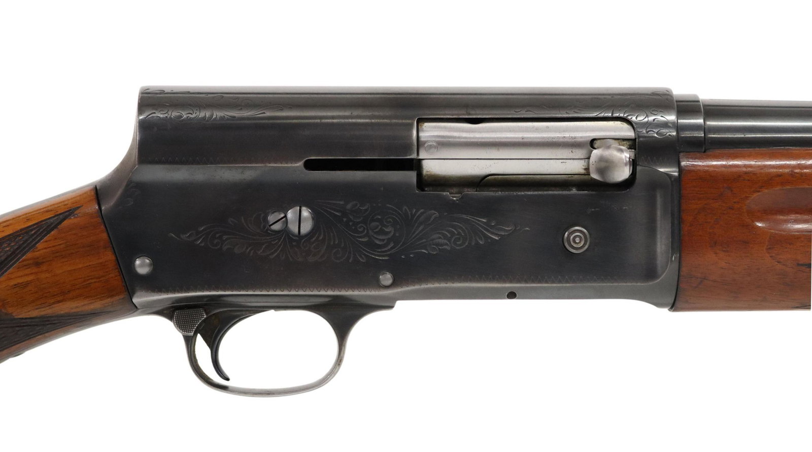 BROWNING BELGIUM SWEET 16 SHOTGUN: Browning Sweet Sixteen Belgium shotgun, mfg.1956, auto load, 16 gauge, 26.5" barrel including installed Poly-Choke, adjustable front sight, 2.75" shells, light engraving at receiver, checkered hardwoo