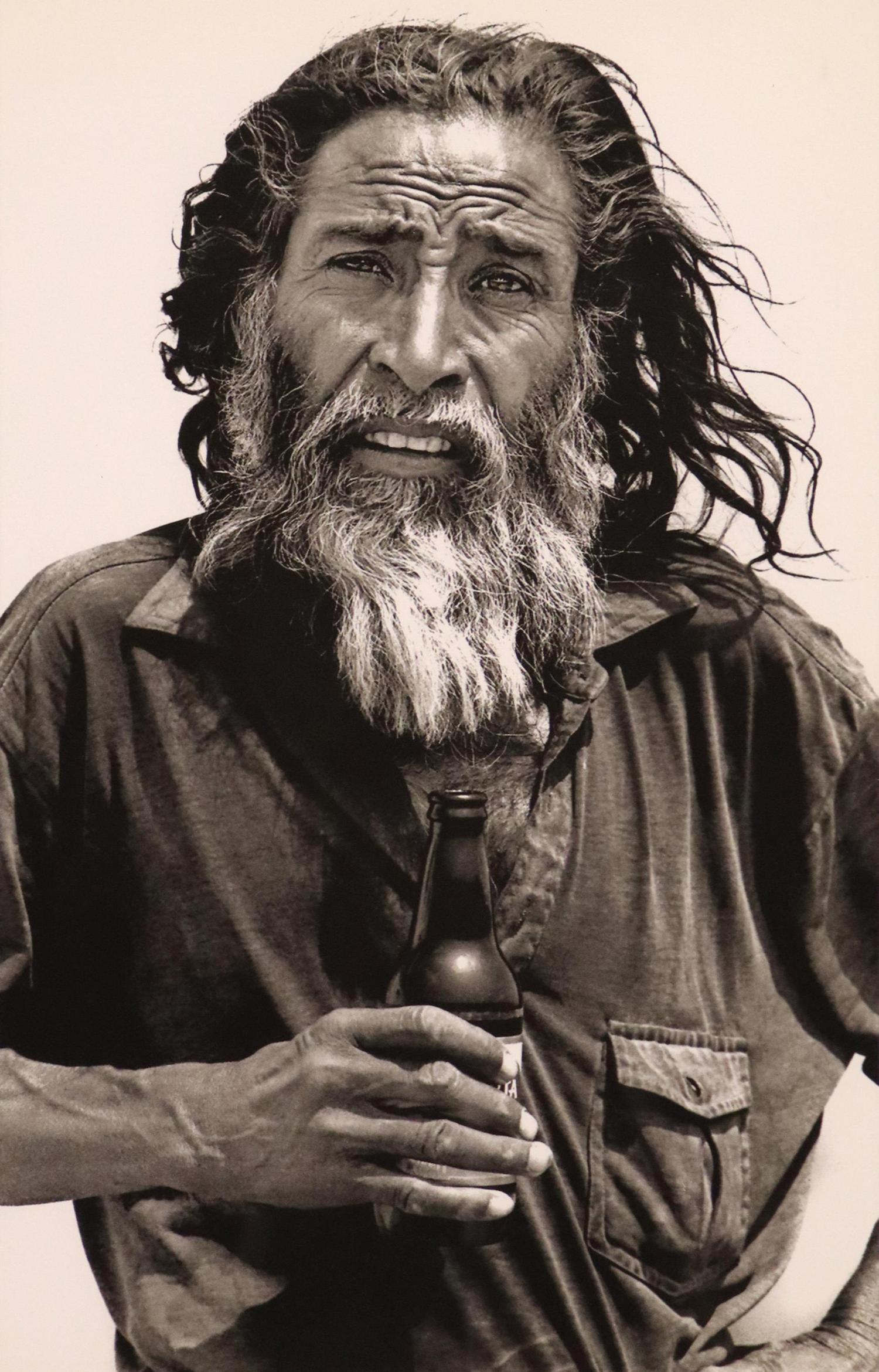 RICK HUNTER (D.2013) PHOTO PRINT, 'EL BORRACHO': Framed black and white photographic print on paper, "El Borracho," signed lower right Rick Hunter (Texas, 1960-2013), titled lower left, sight: approx 25"h, 15"w, overall: approx 31"h, 21.5"w, 9.25lbs