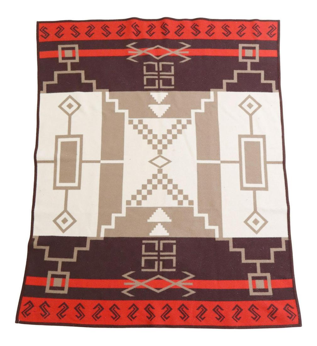 LTD EDITION PENDLETON BABBITT BROTHERS BLANKET: Limited edition Pendleton Woolen Mills "Storm Path Series" blanket, from the Babbitt Brothers collection, numbered 121/2000, approx 5'10"l, 4'8"w**Provenance: The Dr. David Beer Collection of Native A