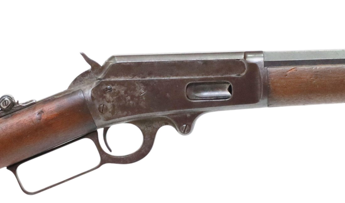 MARLIN 1893 LEVER ACTION CARBINE, 38-55 CALIBER: Marlin Model 1893 carbine, lever action, 38-55 caliber, 18" octagonal barrel over the 3/4" length tubular magazine marked at the top with two line address and last patent date August 1, 1893, marked b