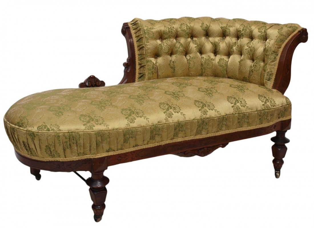 22 AMERICAN VICTORIAN INCISED WALNUT FAINTING COUCH