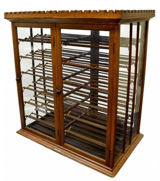 253: SCARCE ANTIQUE OAK & GLASS RIBBON DISPLAY CABINET - 253: SCARCE ANTIQUE OAK & GLASS RIBBON DISPLAY CABINET