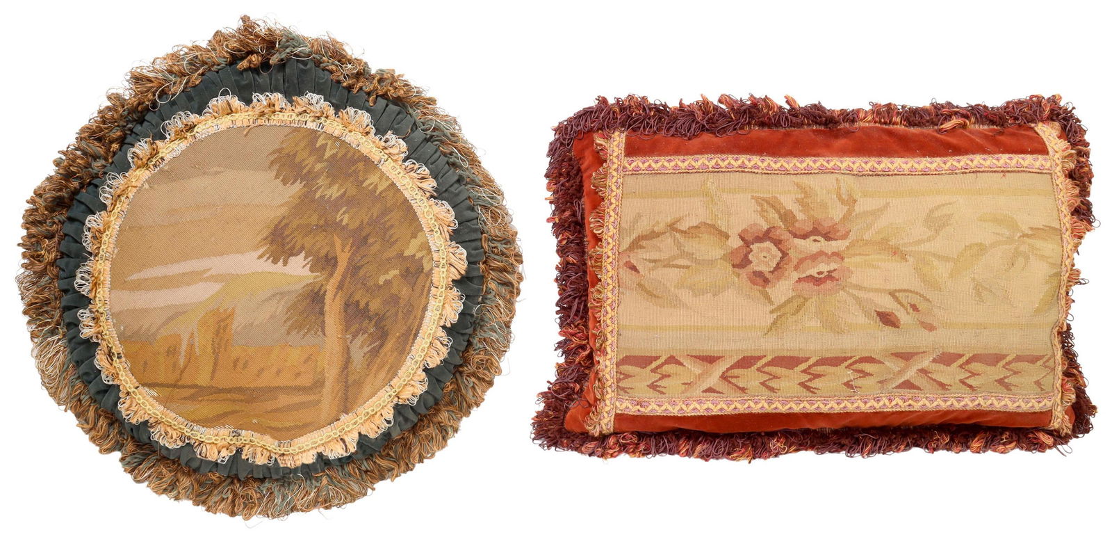 (2) TAPESTRY FRONT & VELVET THROW PILLOWS (1 of 4)