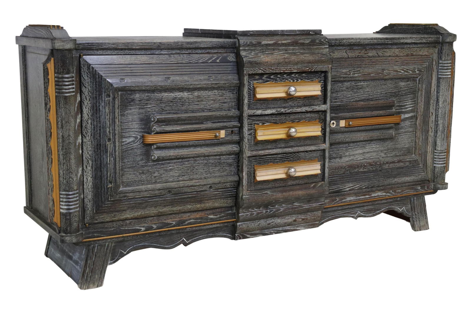 FRENCH ART DECO CERUSED OAK SIDEBOARD (1 of 6)