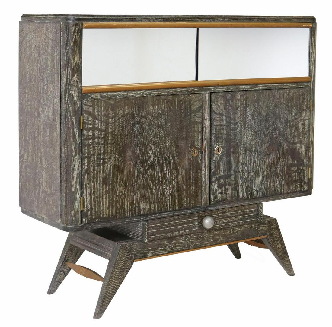 FRENCH ART DECO CERUSED OAK BAR CABINET (1 of 6)