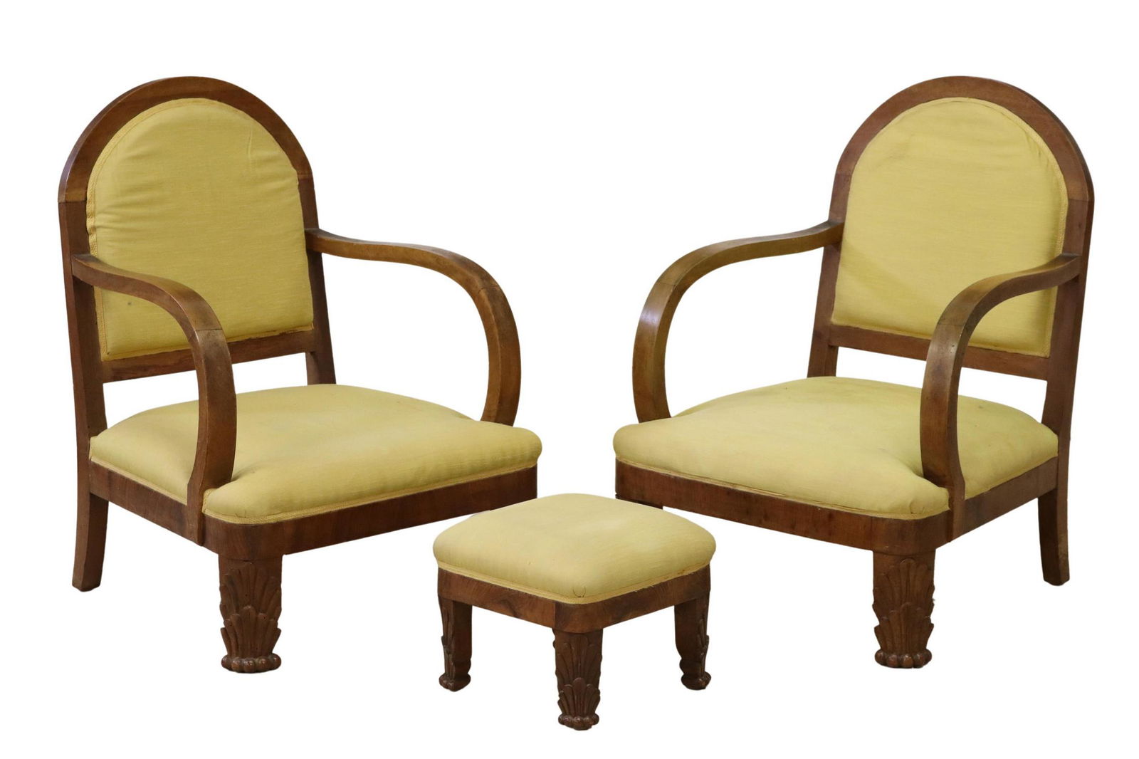 (3) ITALIAN ART DECO ARMCHAIRS & OTTOMAN (1 of 3)