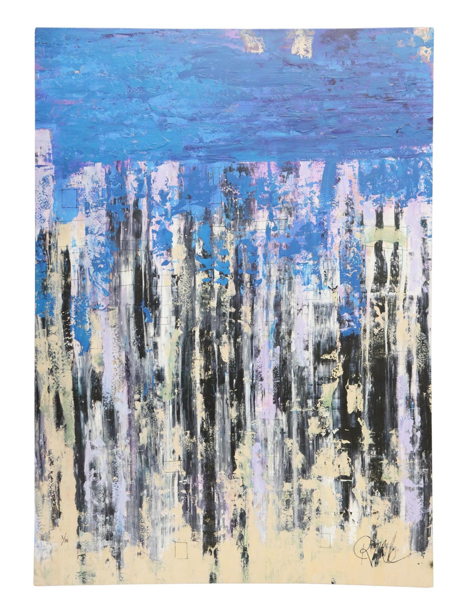 CONTEMPORARY EMBELLISHED GICLEE CANVAS, 70" X 50" (1 of 4)