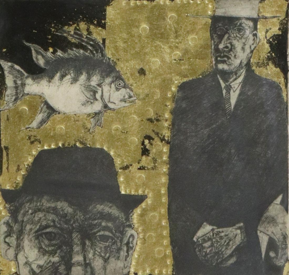 JOEL BECKWITH (B.1949) ETCHING WITH GOLD LEAF (1 of 4)