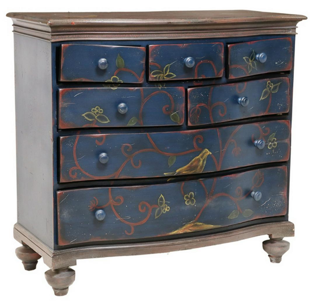 BIRD & FOLIATE PAINT-DECORATED CHEST OF DRAWERS (1 of 5)