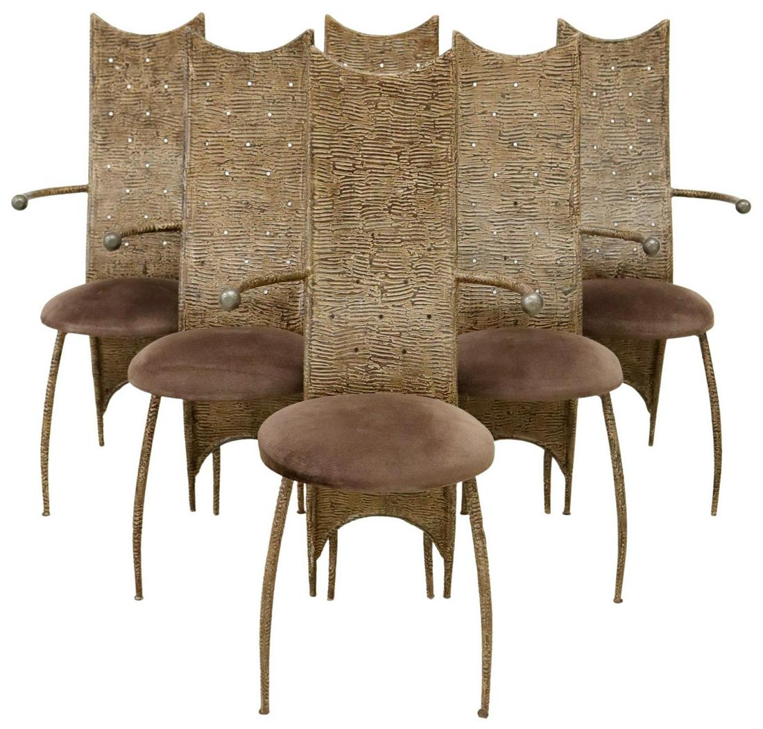 (6) MODERN TEXTURED STEEL HIGHBACK ARMCHAIRS (1 of 3)