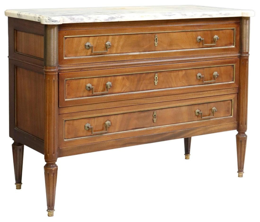FRENCH LOUIS XVI STYLE MARBLE-TOP COMMODE (1 of 5)