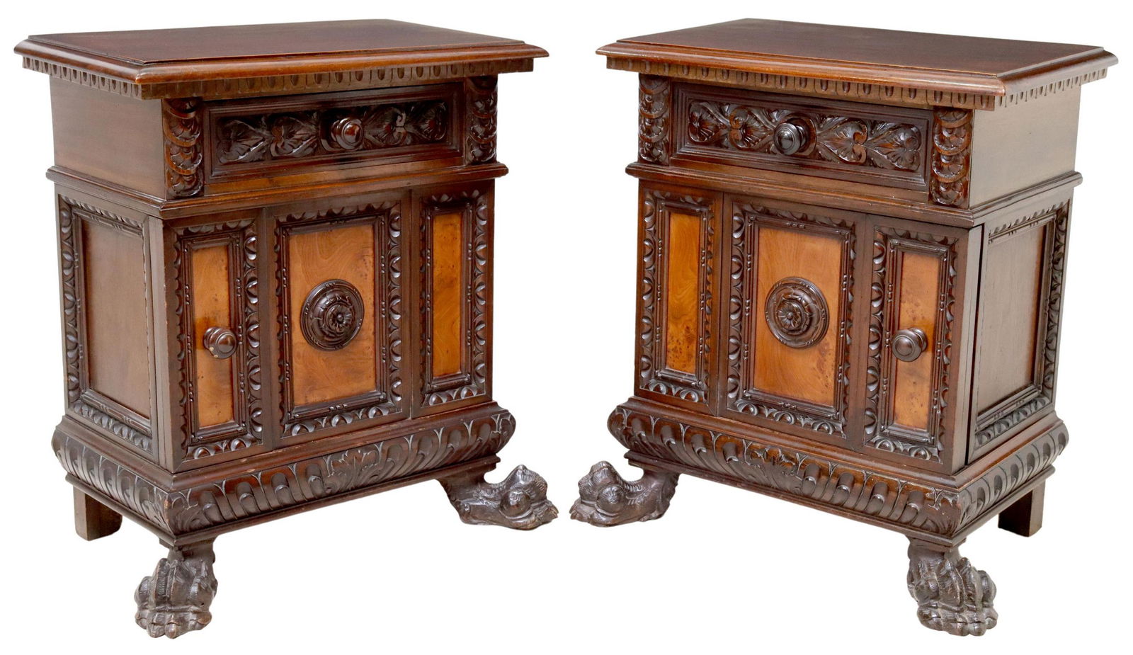 (2) ITALIAN RENAISSANCE REVIVAL BEDSIDE CABINETS (1 of 6)