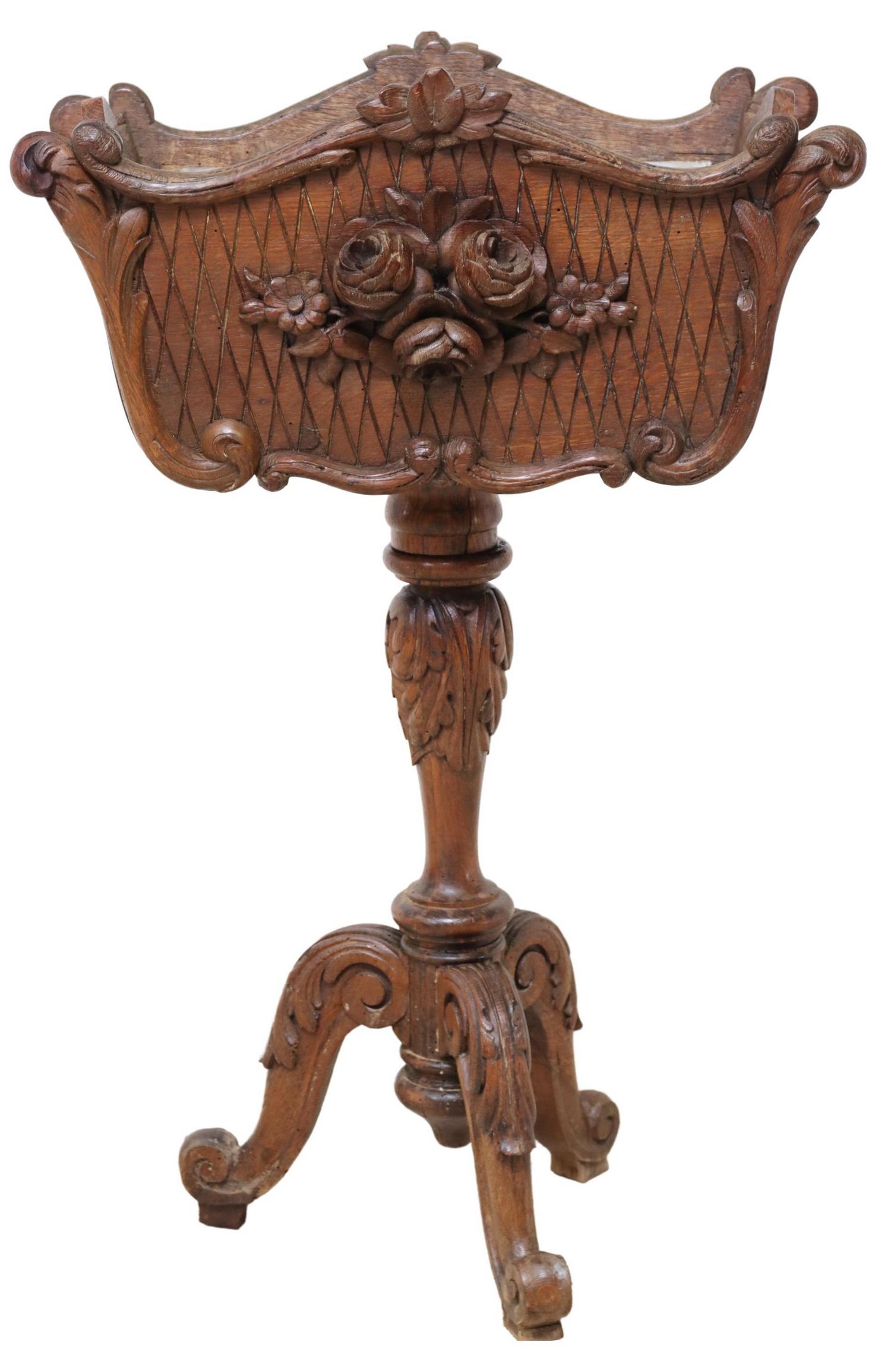 FRENCH LOUIS XV STYLE CARVED WALNUT JARDINIERE (1 of 4)