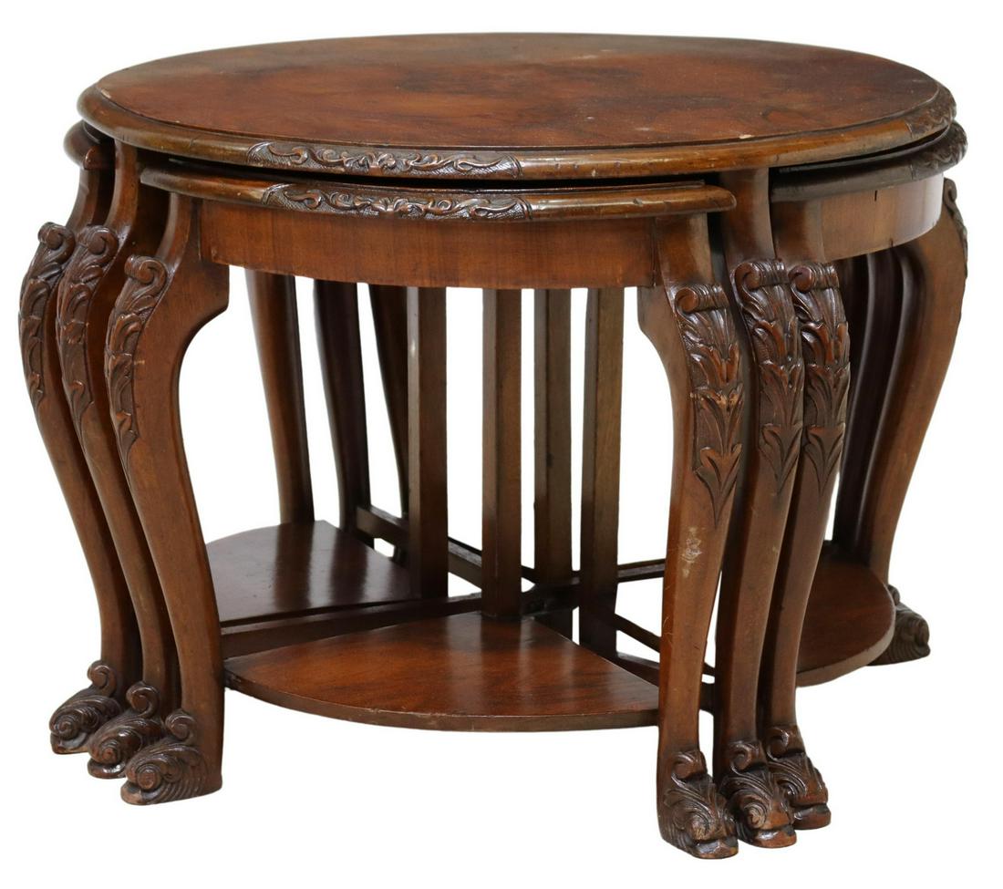 (5PCS) ITALIAN BURLWOOD NESTING TABLES (1 of 5)