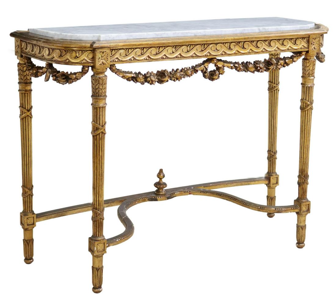 FRENCH LOUIS XVI STYLE MARBLE-TOP CONSOLE TABLE (1 of 4)