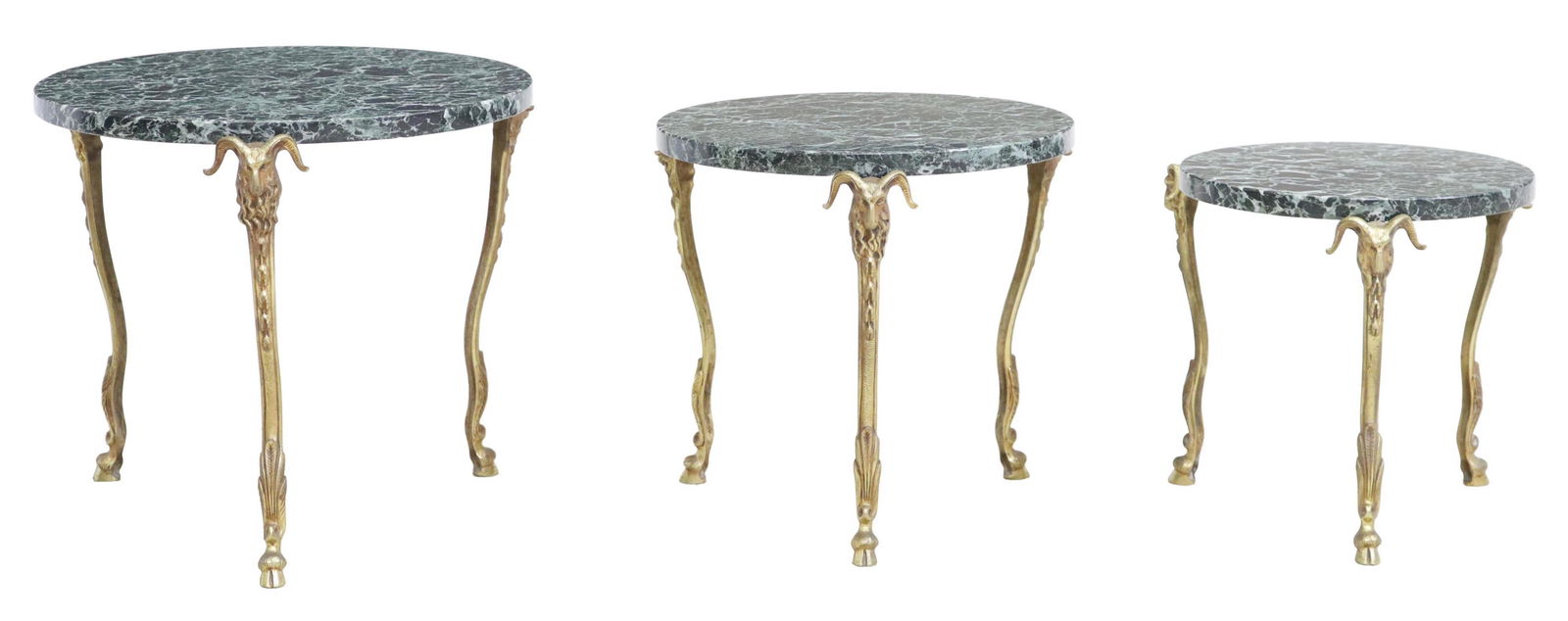(3) DIMINUTIVE FRENCH MARBLE-TOP RAMS HEAD TABLES (1 of 4)